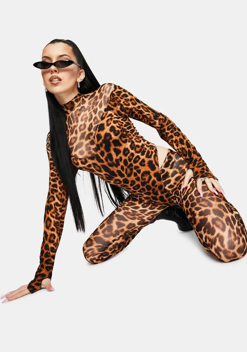 Feline Fine Leopard Print Bodysuit Set sold by Dolls Kill product image thumbnail 2