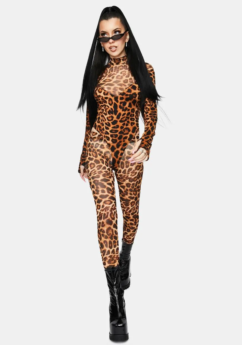 Feline Fine Leopard Print Bodysuit Set sold by Dolls Kill product image thumbnail 3