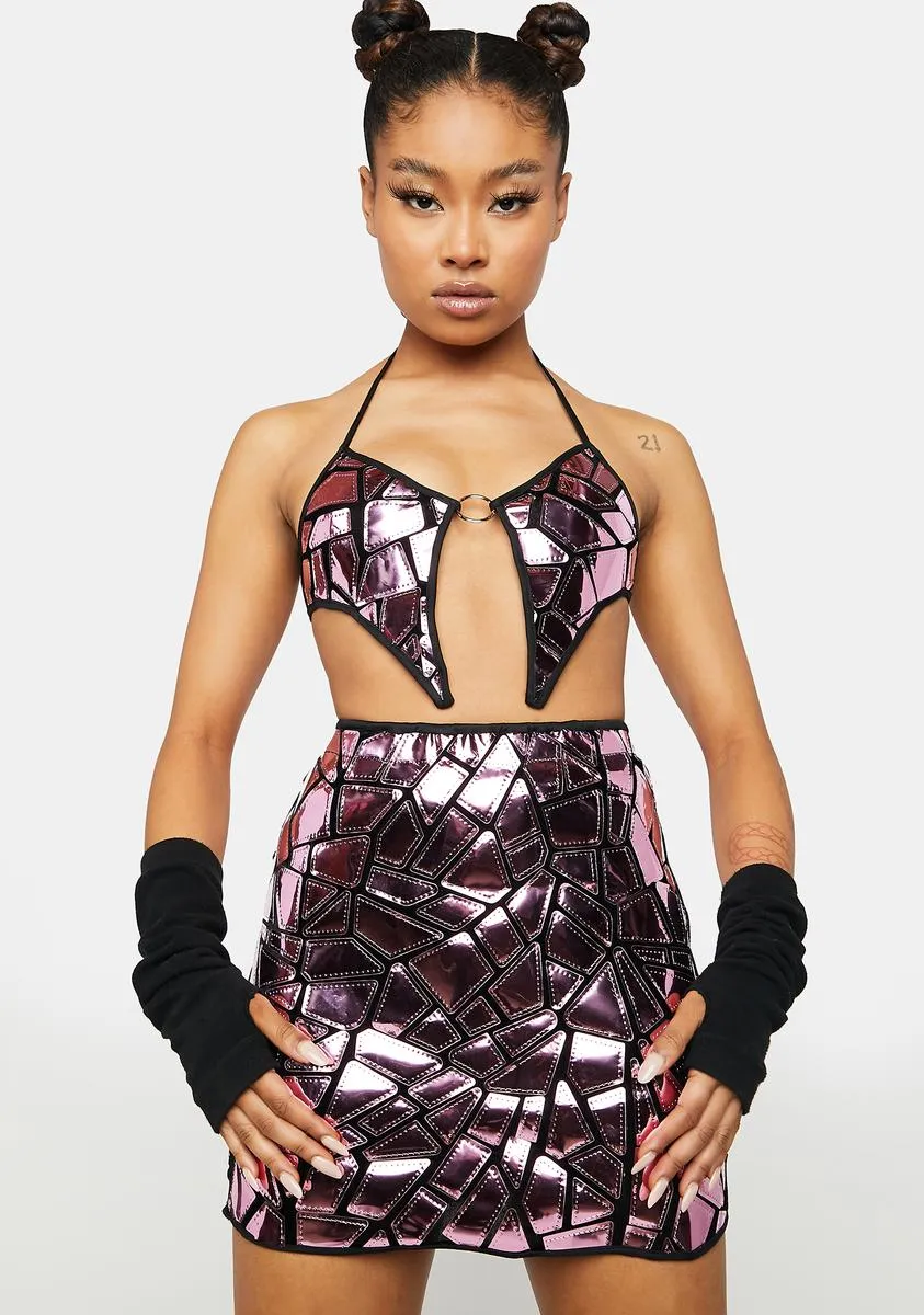 Can't Be Shattered Holo Skirt Set sold by Dolls Kill