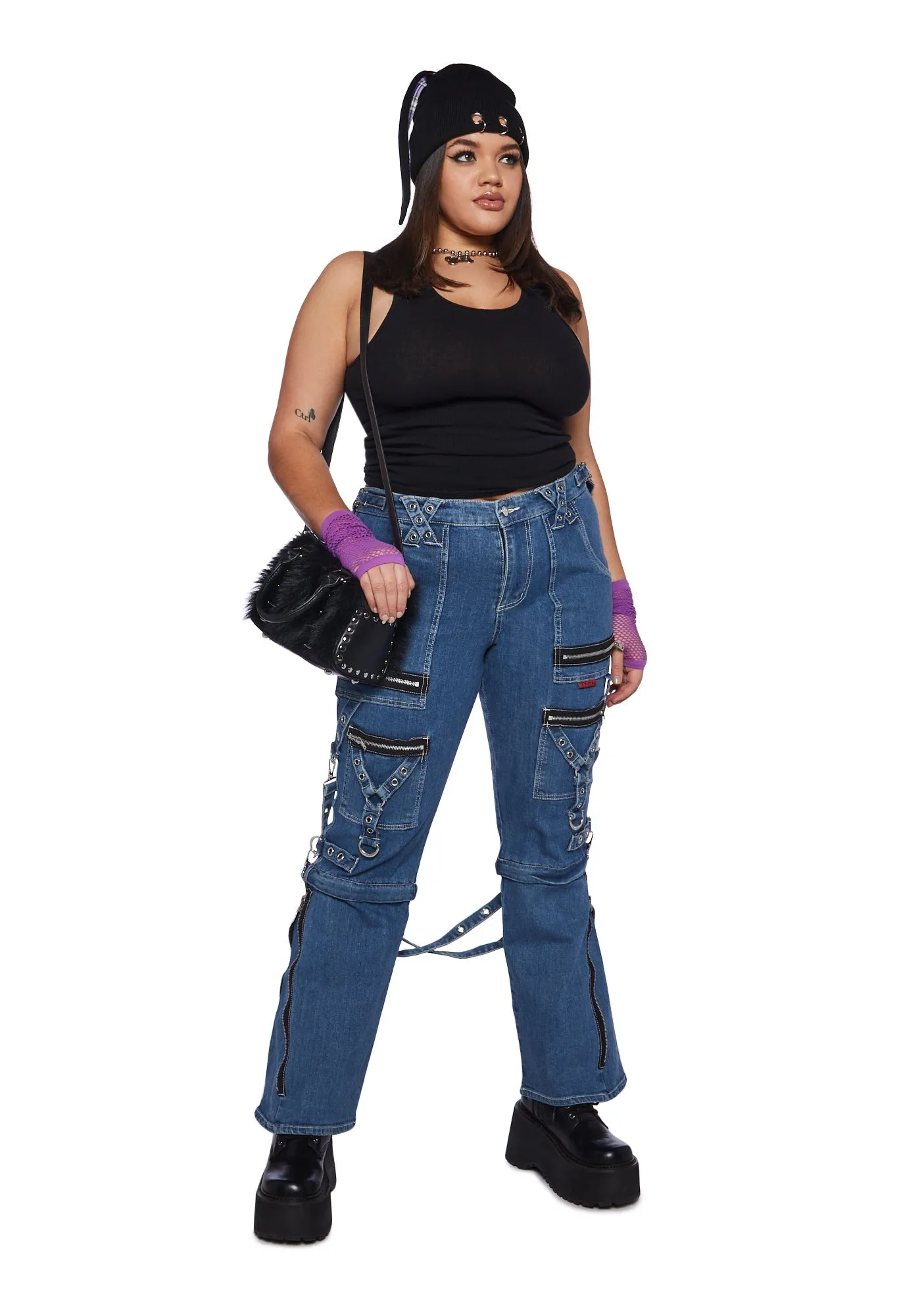 Plus Zip to Zip Pants - Blue Denim sold by Dolls Kill product image thumbnail 2