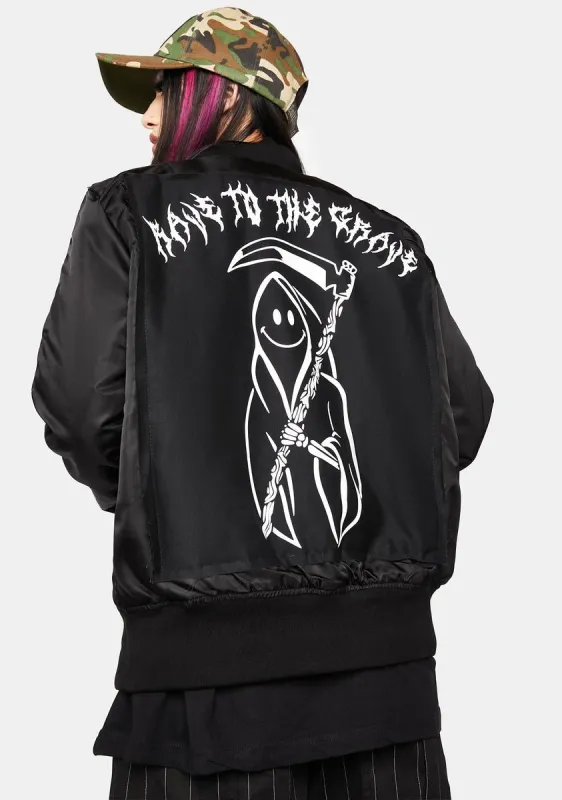 Rave To The Grave Bomber Jacket sold by Dolls Kill