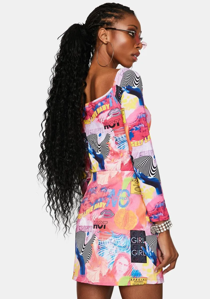 Empower Print Denim Mini Skirt sold by Dolls Kill product image thumbnail 4