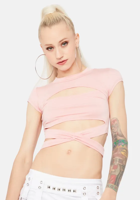 Blush Wrapped Around Your Finger Crop Top sold by Dolls Kill