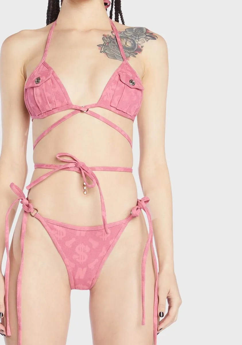 Pink Monogram Denim Bra Top sold by Dolls Kill product image thumbnail 2