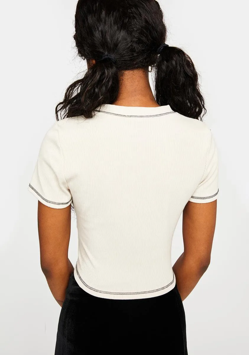 Ecru Keyhole Crop Top sold by Dolls Kill product image thumbnail 4