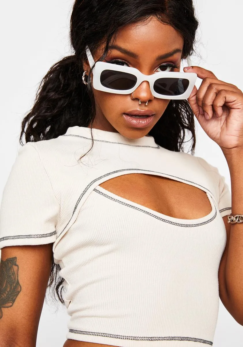 Ecru Keyhole Crop Top sold by Dolls Kill product image thumbnail 2