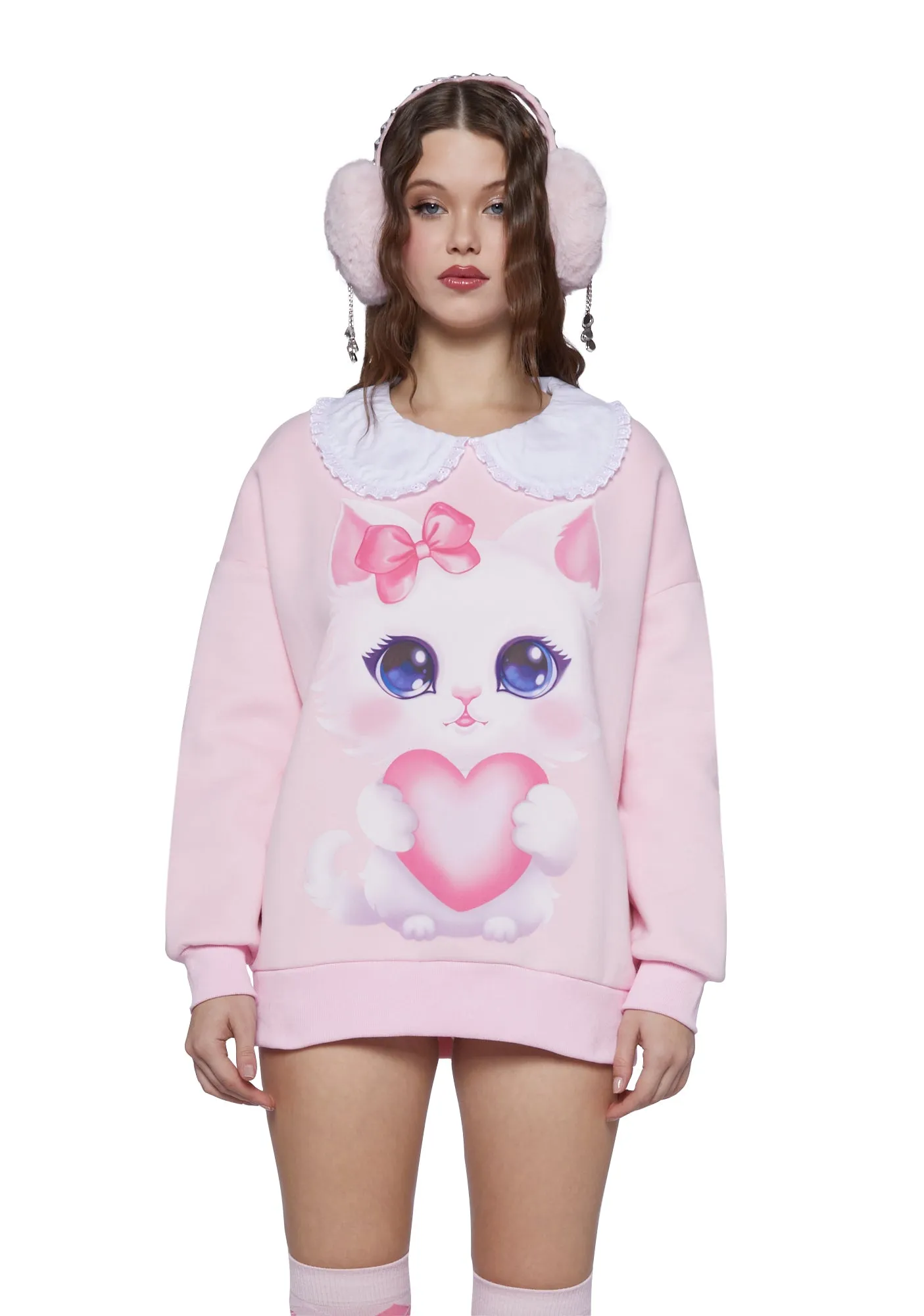 Cute As A Button Collared Sweatshirt sold by Dolls Kill