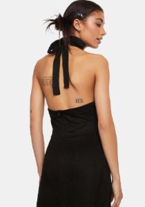 Faux Suede Halter Mini Dress sold by Dolls Kill
