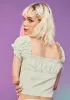 Sage Loving Glance Puff Sleeve Top sold by Dolls Kill