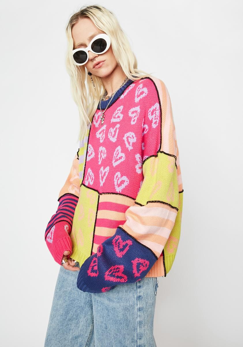 Desire Patchwork Knit Sweater sold by Dolls Kill product image thumbnail 2