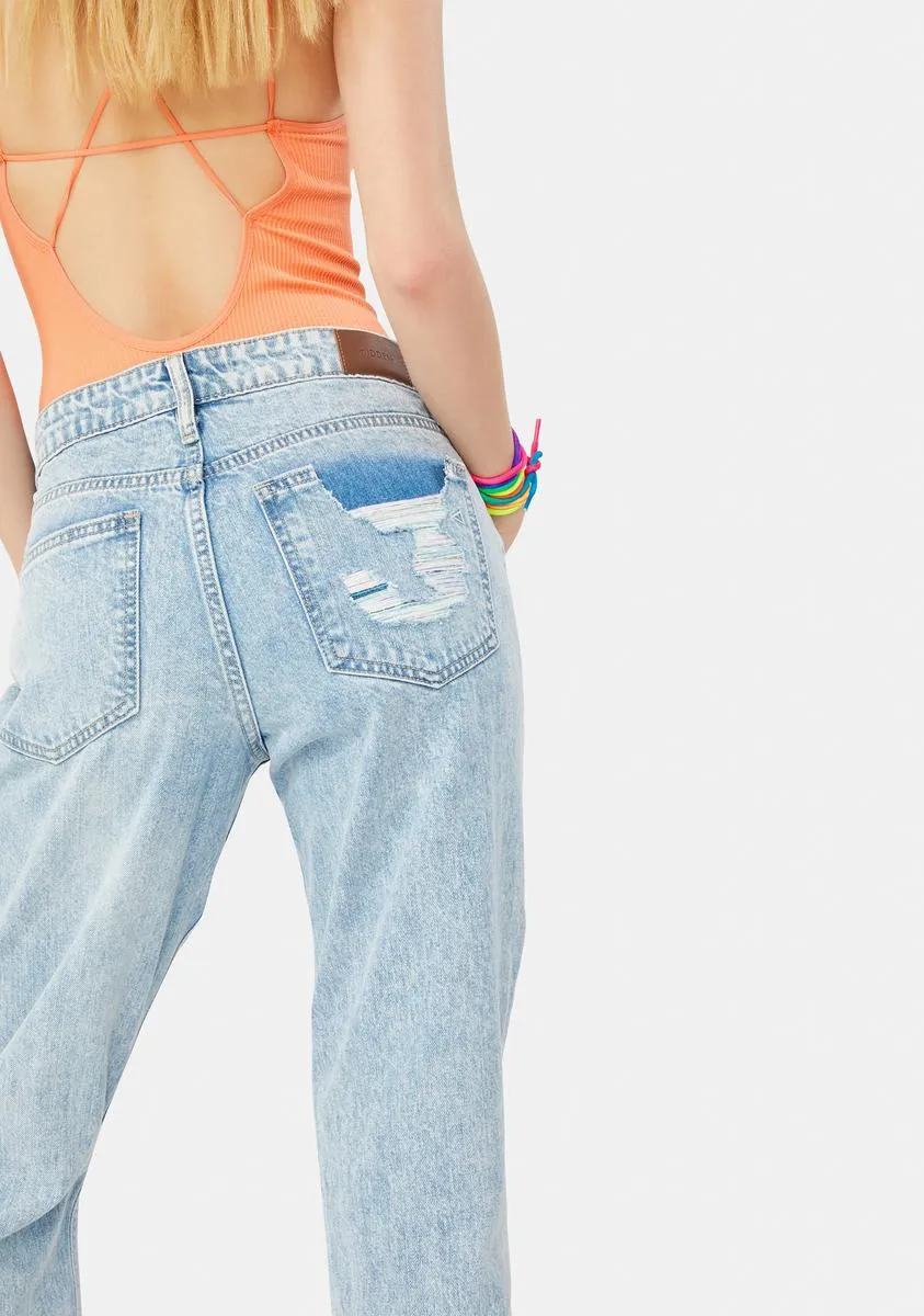 Light Wash Multi Thread Boyfriend Jeans sold by Dolls Kill product image thumbnail 4