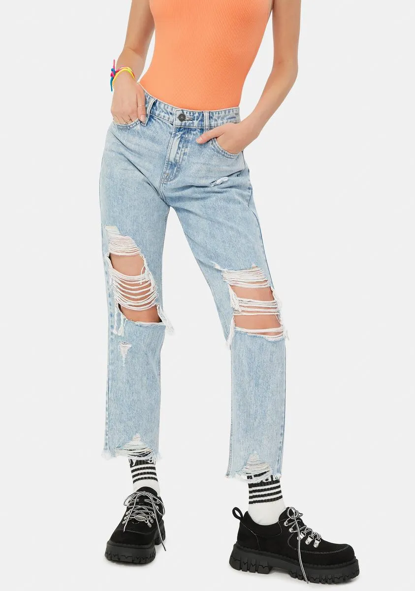 Light Wash Multi Thread Boyfriend Jeans sold by Dolls Kill
