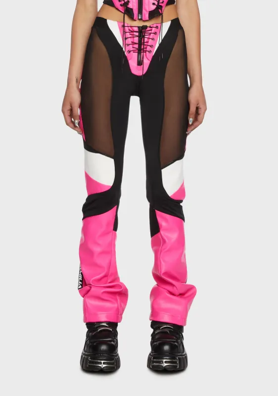Moto Mesh Pants - Pink sold by Dolls Kill