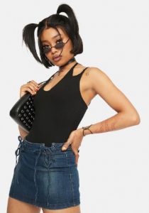 Criss Cross Neck Bodysuit sold by Dolls Kill