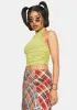Lime Ruched Halter Tank Top sold by Dolls Kill