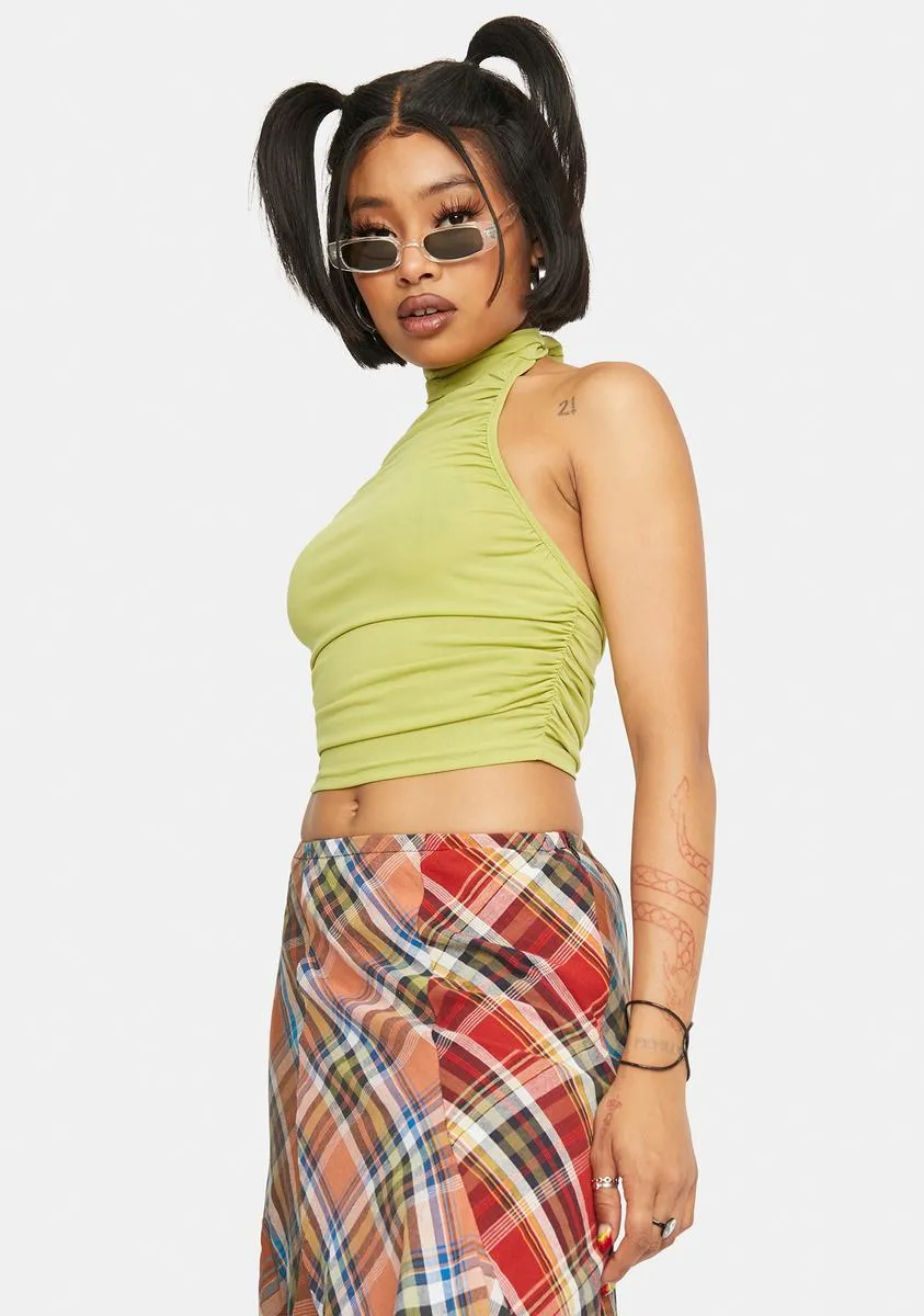 Lime Ruched Halter Tank Top sold by Dolls Kill product image thumbnail 2