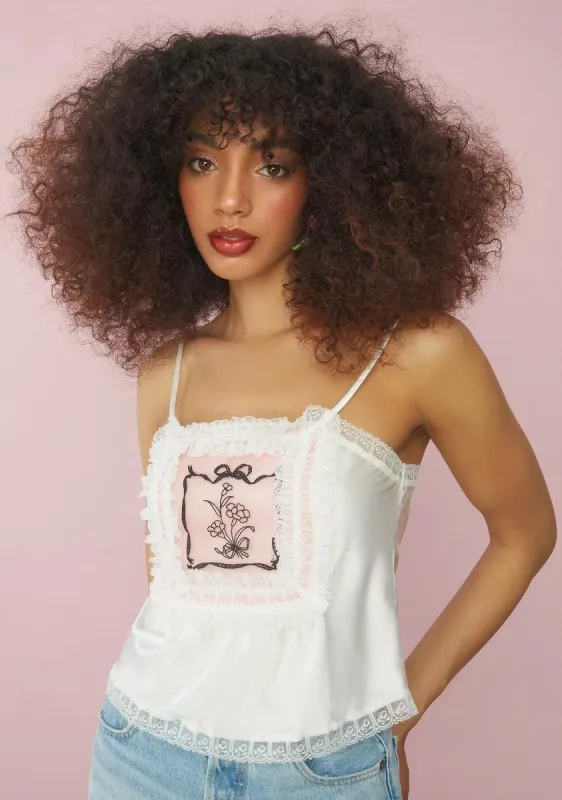 Vintage Bones Satin Ruffle Cami sold by Dolls Kill