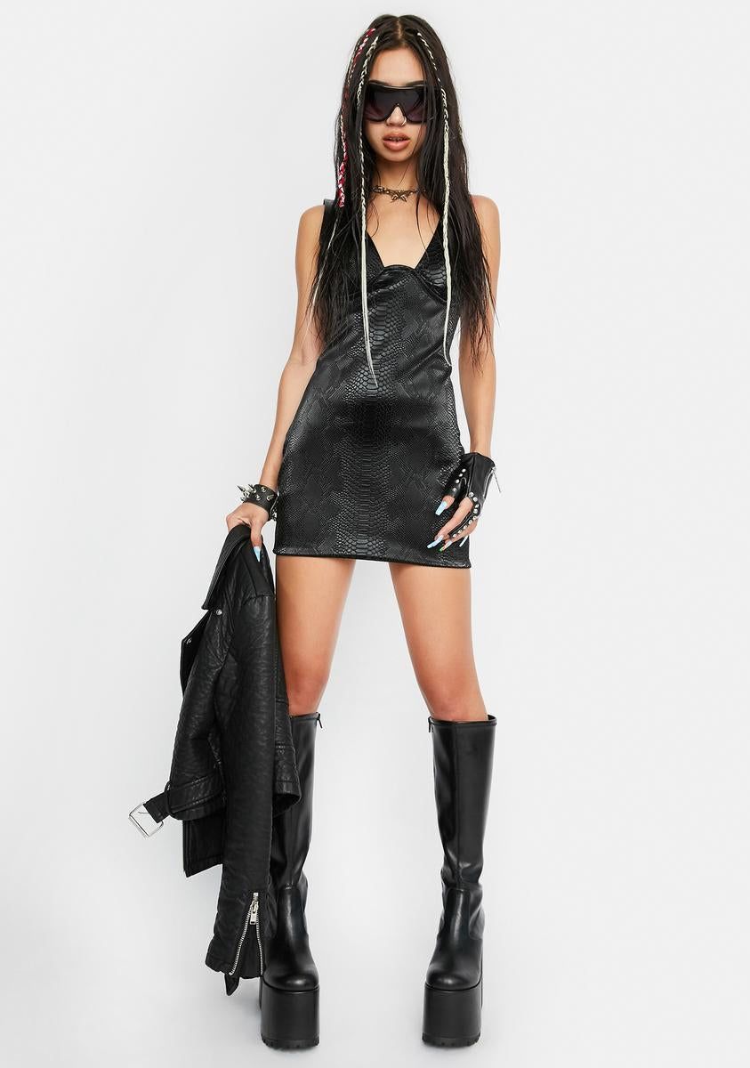 Croc Chic Plunge Mini Dress sold by Dolls Kill product image thumbnail 3