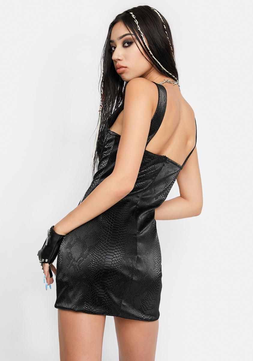 Croc Chic Plunge Mini Dress sold by Dolls Kill product image thumbnail 4