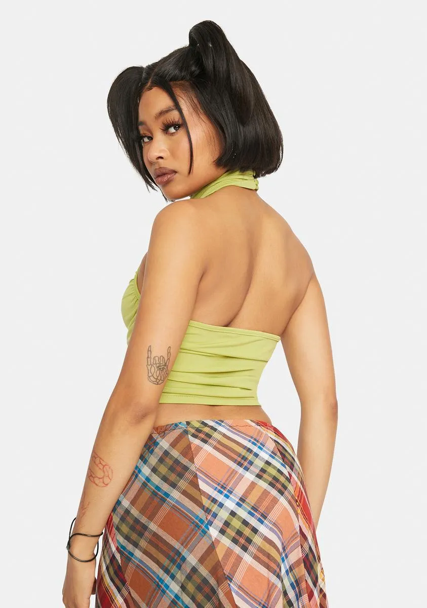 Lime Ruched Halter Tank Top sold by Dolls Kill product image thumbnail 4