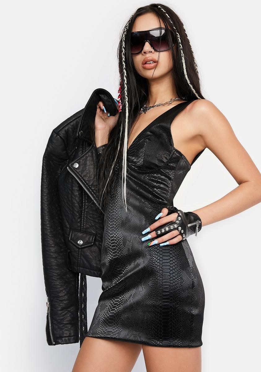 Croc Chic Plunge Mini Dress sold by Dolls Kill product image thumbnail 2