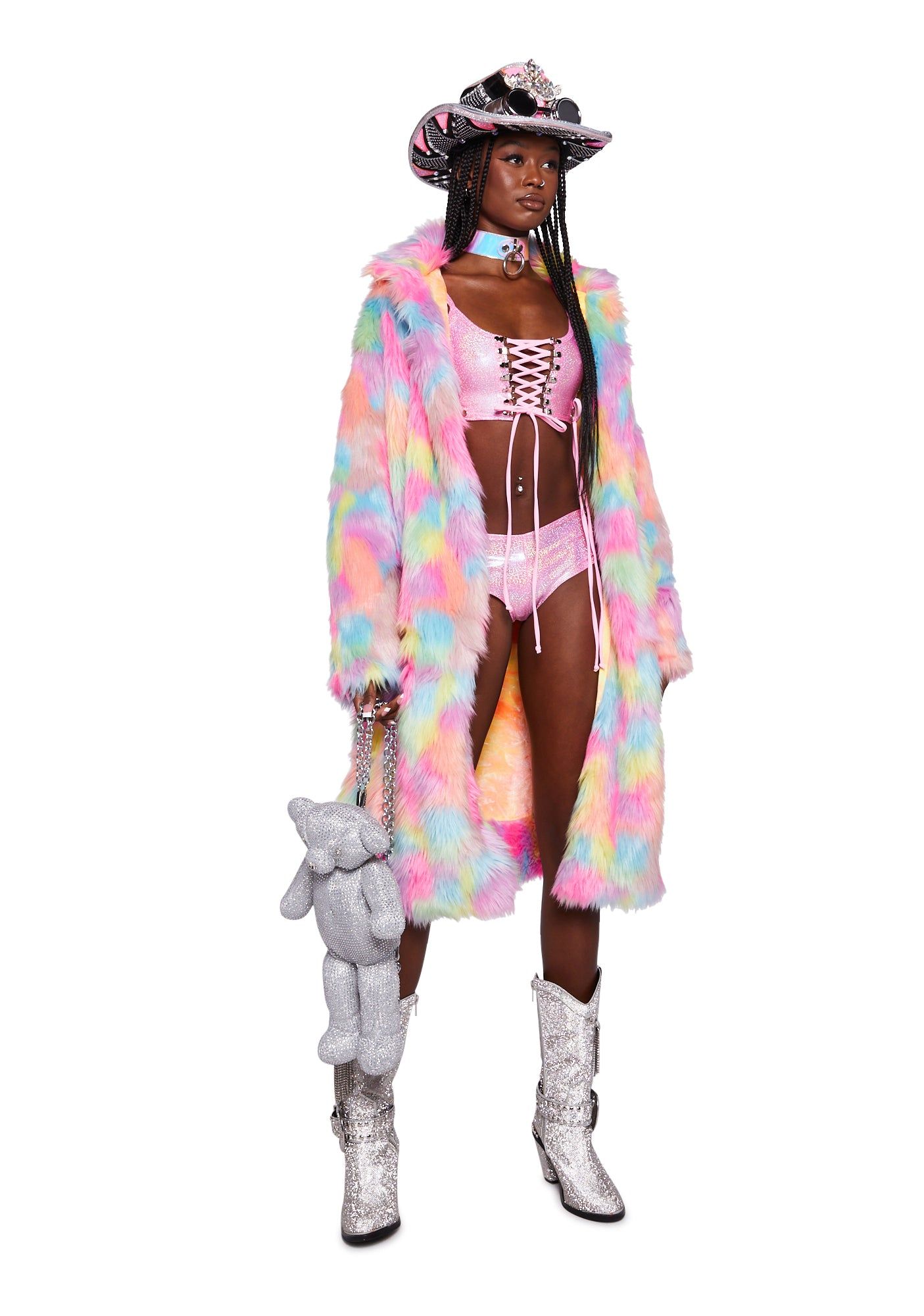 Metallic Lace-Up Crop Top sold by Dolls Kill product image thumbnail 2