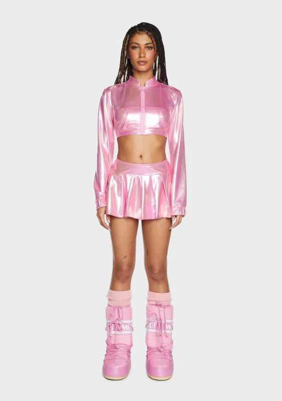 Just A Flirt Metallic Skort Set sold by Dolls Kill