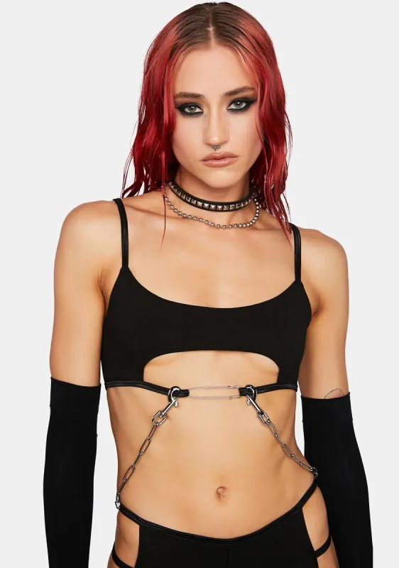 Safety First Chain Crop Top made by Dolls Kill