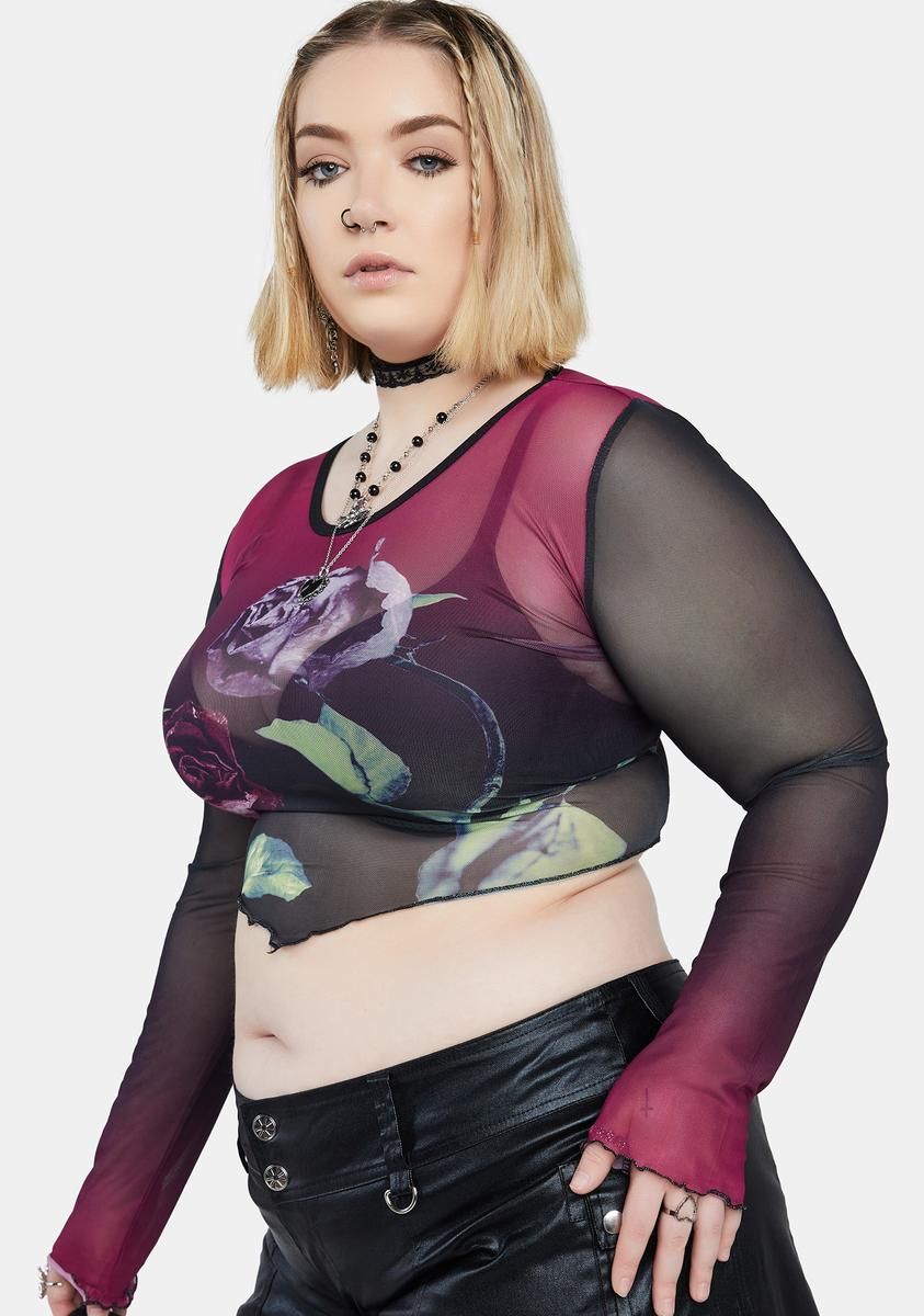 Plus Kiss My Rose Mesh Top sold by Dolls Kill product image thumbnail 2