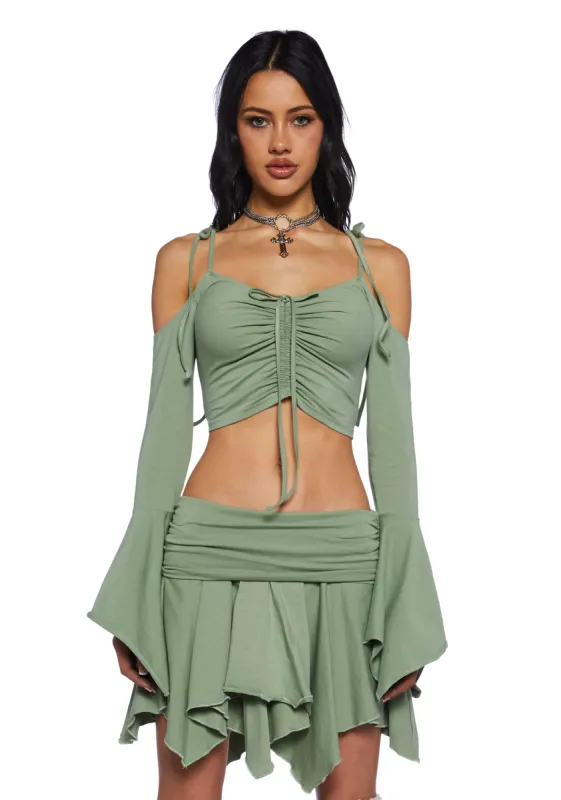 F Is For Fairies™  Crop Top - Sage sold by Dolls Kill