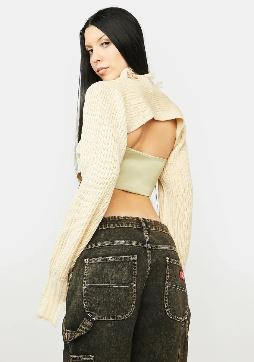 Beige Might Go Viral Knit Shrug sold by Dolls Kill product image thumbnail 4