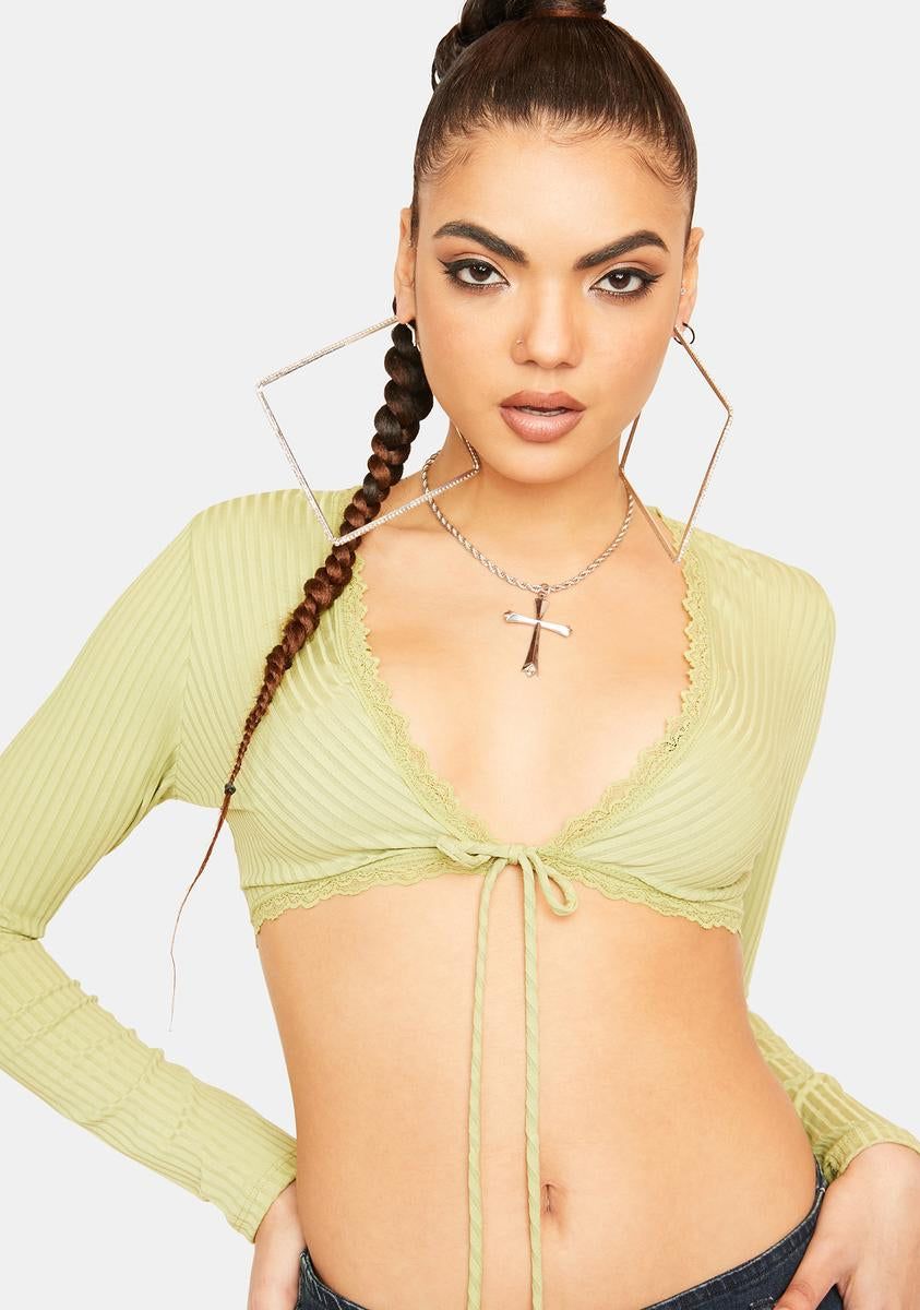 Lush Love You Too Long Sleeve Crop Top sold by Dolls Kill