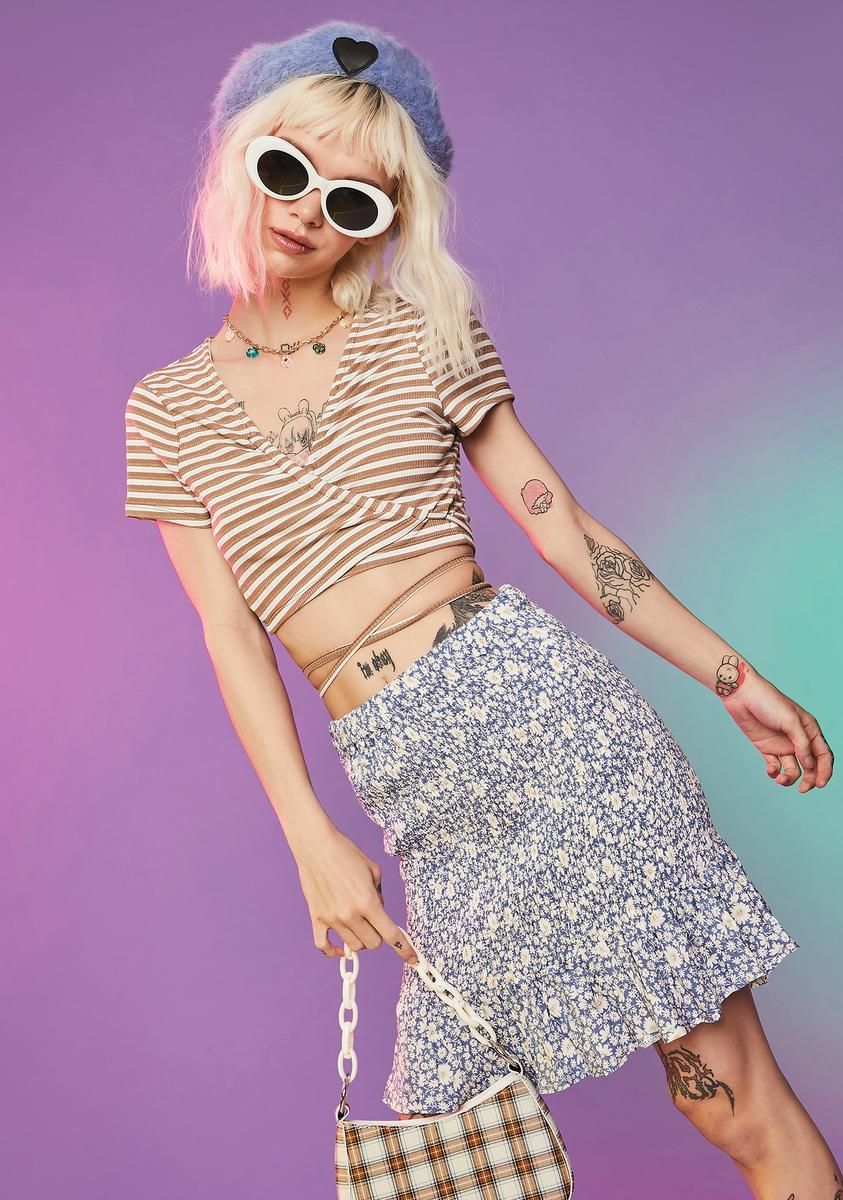 Start Of Summer Striped Wrap Crop Top sold by Dolls Kill product image thumbnail 2