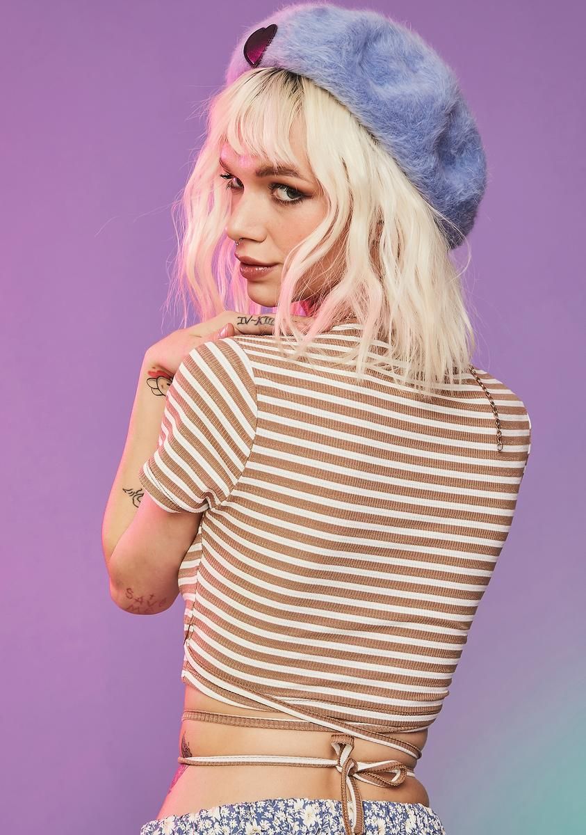 Start Of Summer Striped Wrap Crop Top sold by Dolls Kill product image thumbnail 4