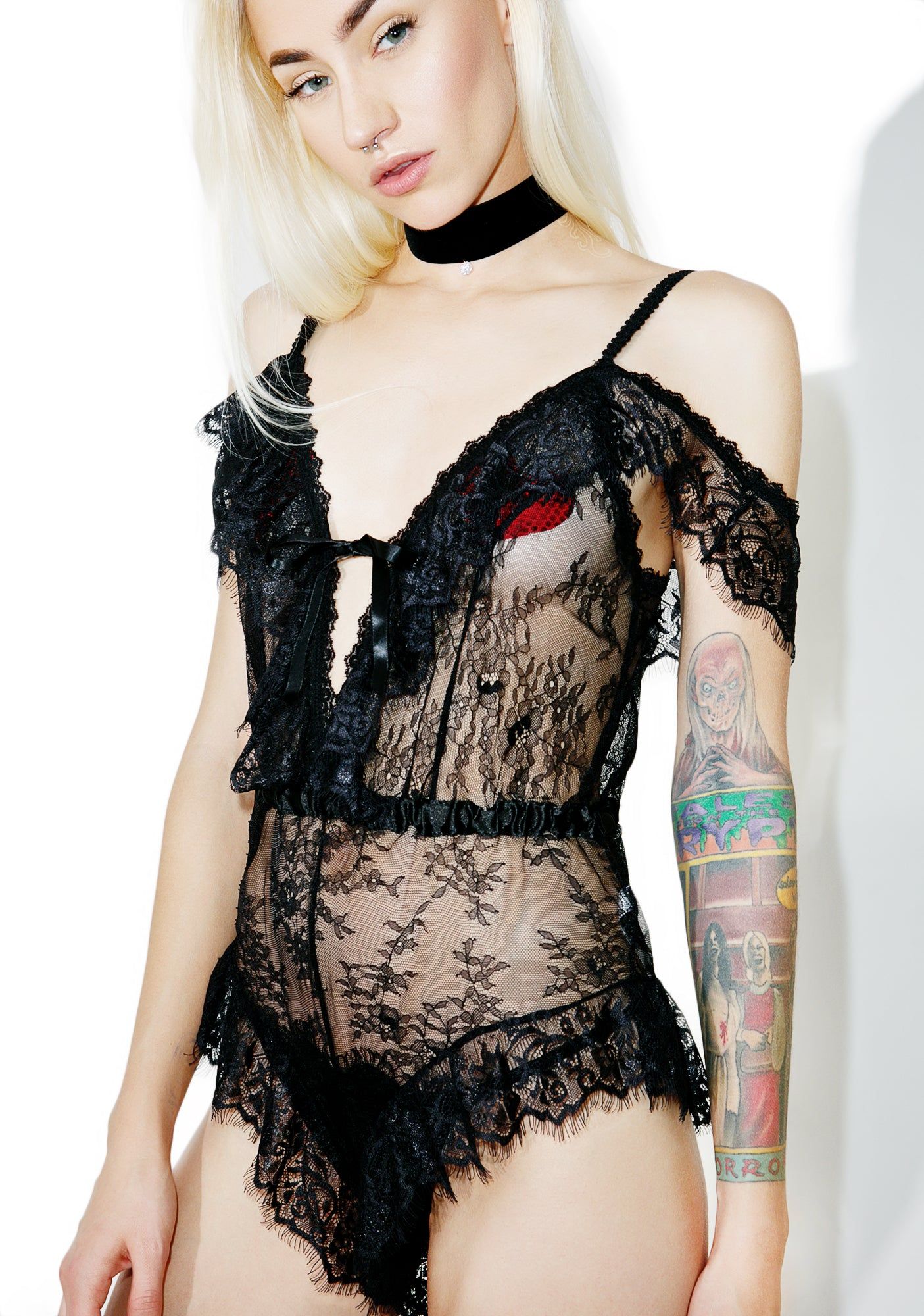 Best Behavior Lace Romper sold by Dolls Kill product image thumbnail 2