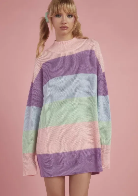 Cotton Candy Kisses Striped Sweater sold by Dolls Kill