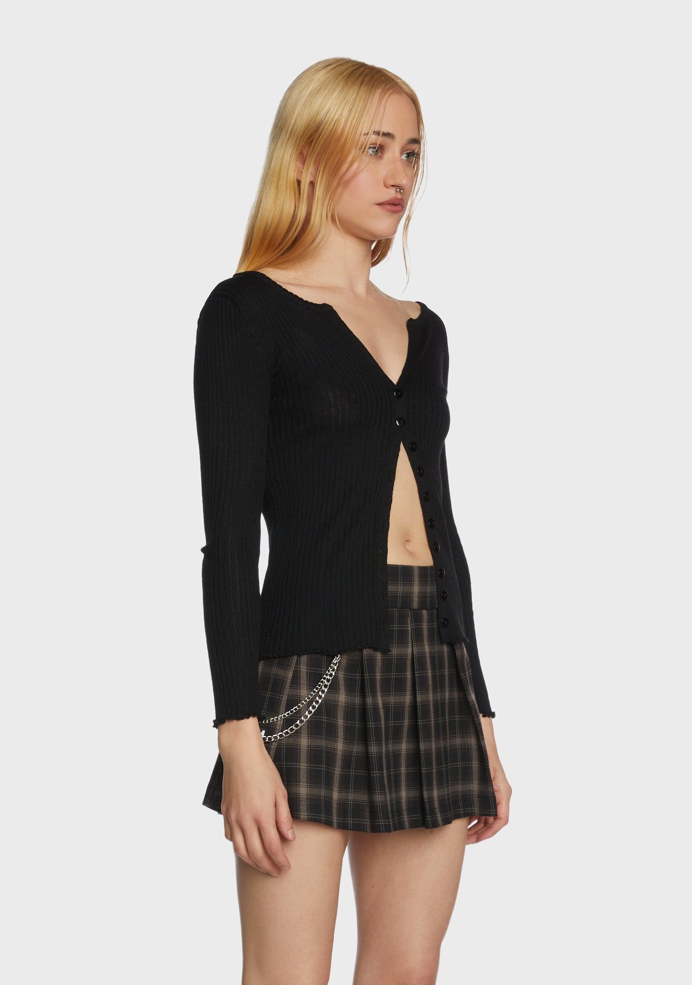 Poised For Success Ribbed Cardigan - Black sold by Dolls Kill product image thumbnail 4