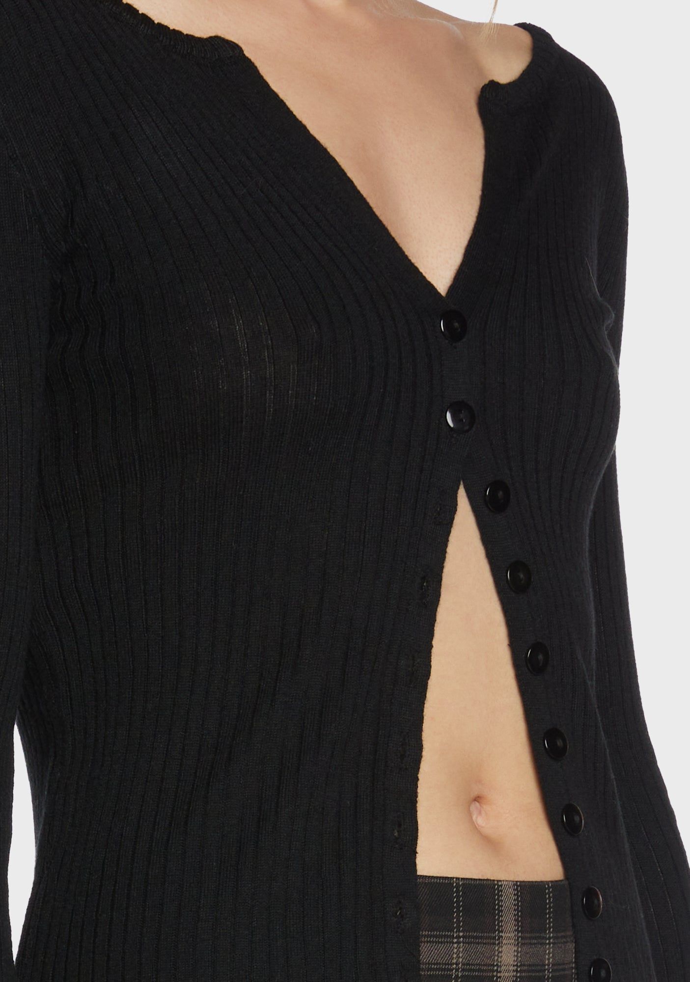 Poised For Success Ribbed Cardigan - Black sold by Dolls Kill product image thumbnail 2