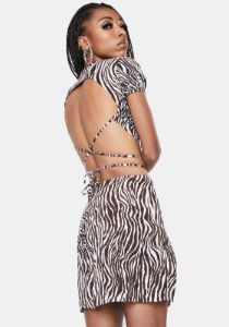 Zebra Vertical Shenka Mini Skirt sold by Dolls Kill
