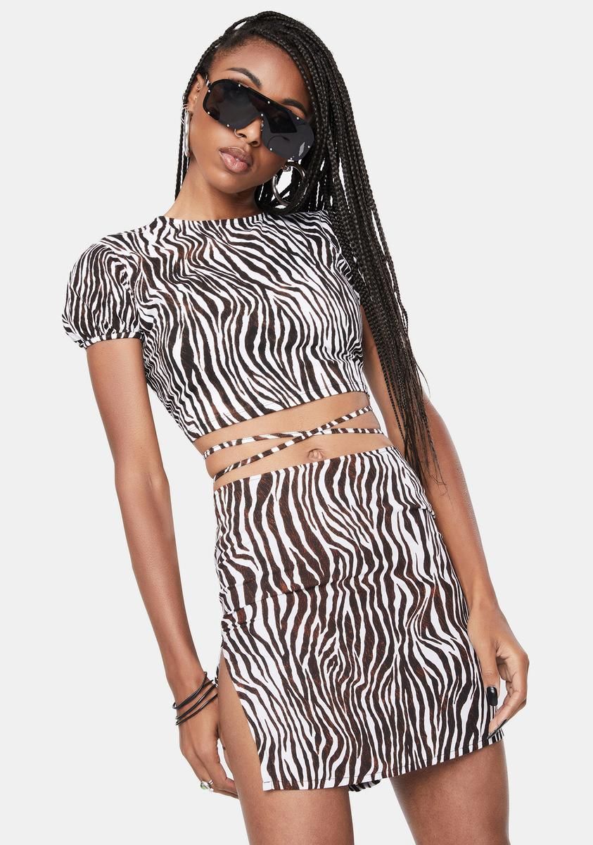 Zebra Vertical Shenka Mini Skirt sold by Dolls Kill product image thumbnail 2
