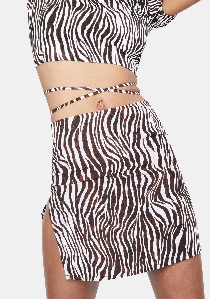Zebra Vertical Shenka Mini Skirt sold by Dolls Kill
