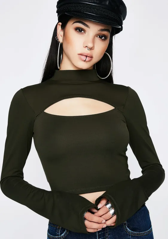 Army Lucky Streak Cut-Out Top sold by Dolls Kill