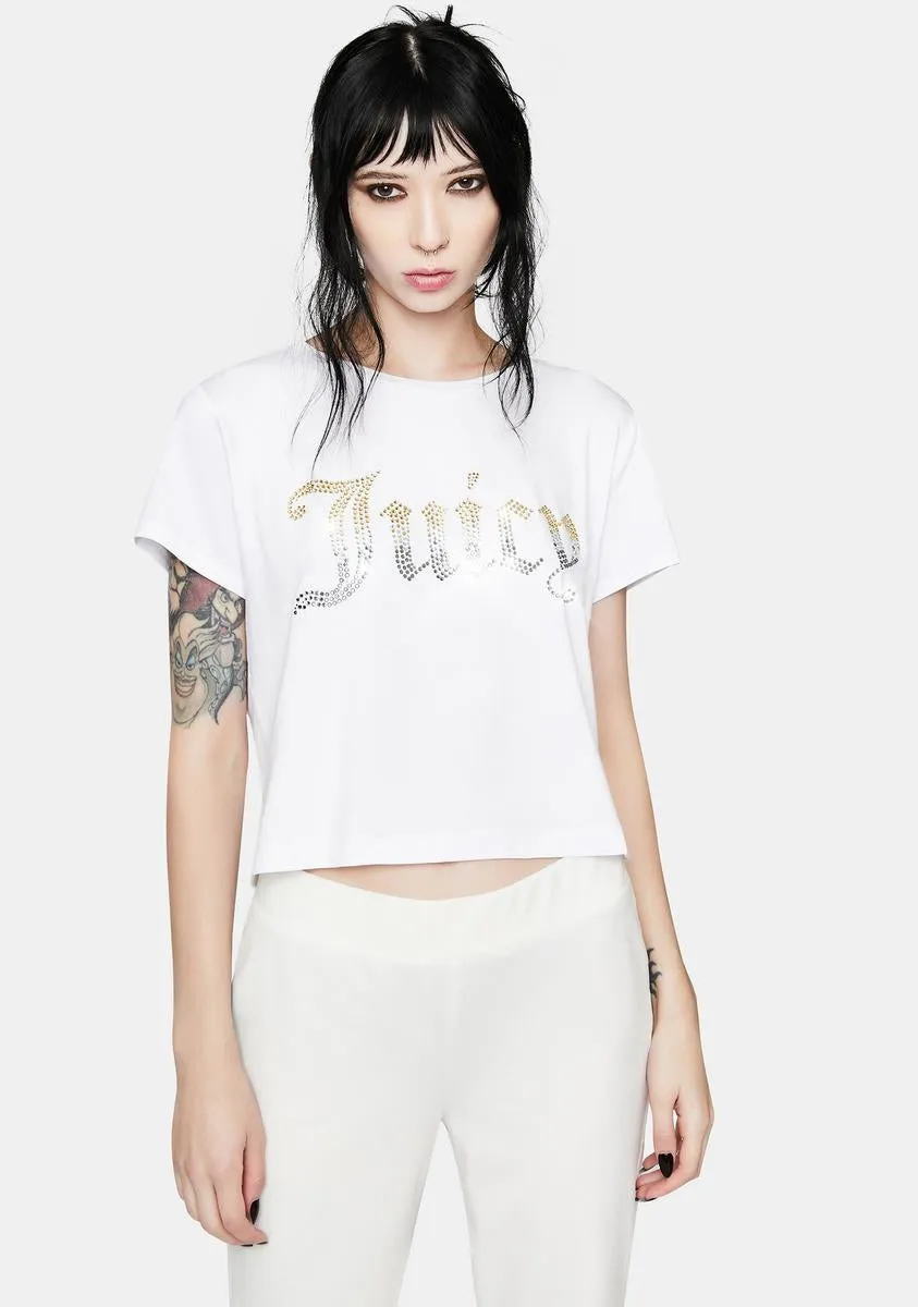 White Rhinestone Juicy Logo Tee sold by Dolls Kill