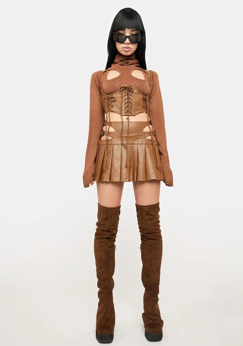 Atmosphere Lace-Up Vegan Leather Underbust Corset sold by Dolls Kill product image thumbnail 3