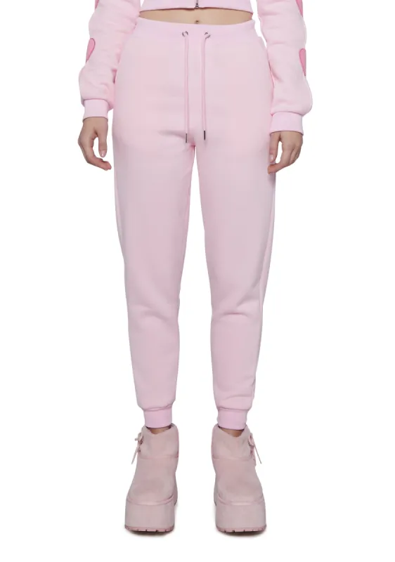 Flirty Kiss Jogger Sweatpants - Light Pink sold by Dolls Kill