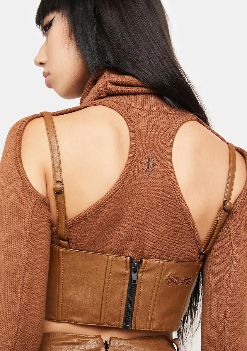 Atmosphere Lace-Up Vegan Leather Underbust Corset sold by Dolls Kill product image thumbnail 4