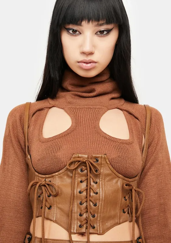 Atmosphere Lace-Up Vegan Leather Underbust Corset sold by Dolls Kill