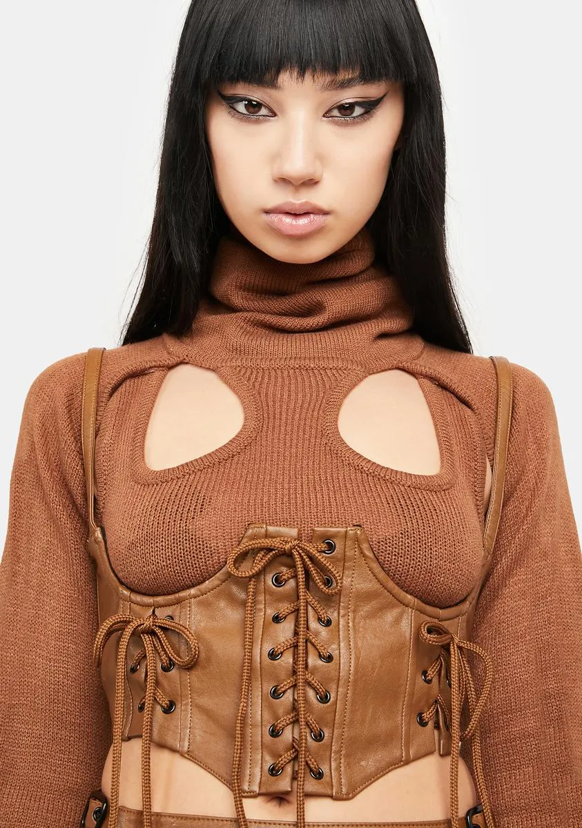 Atmosphere Lace-Up Vegan Leather Underbust Corset sold by Dolls Kill