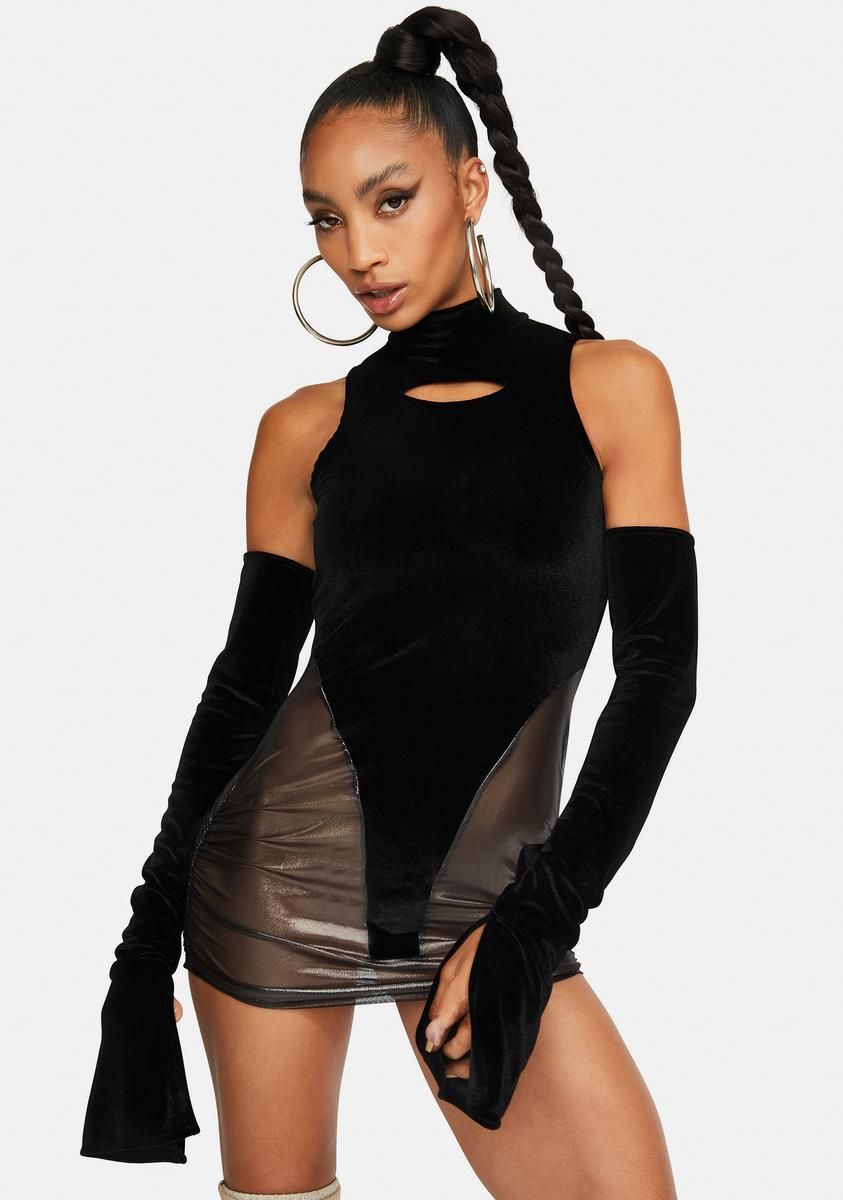 Miranda Illusion Mini Velvet Dress sold by Dolls Kill