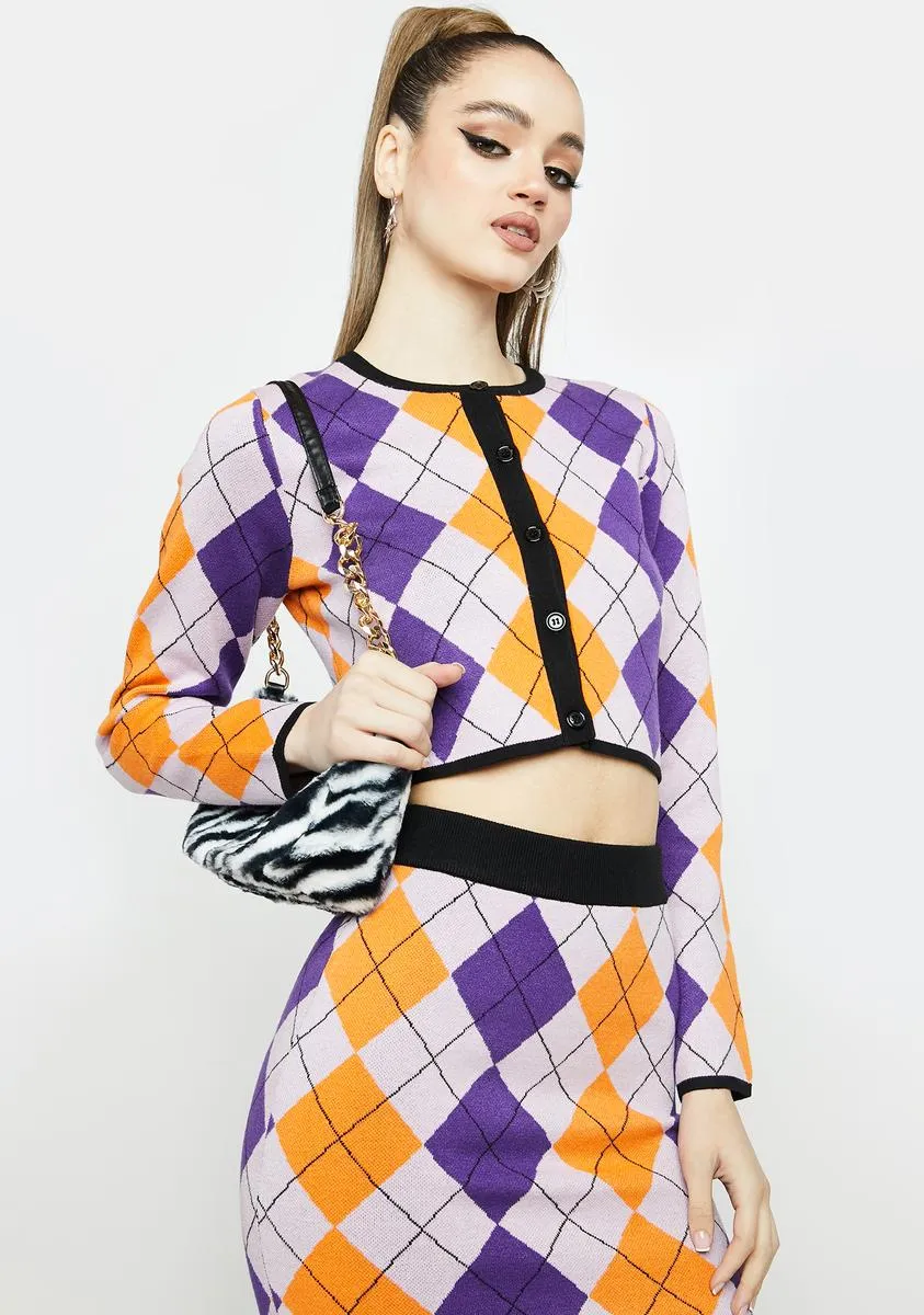 Purple Multi Argyle Cardigan sold by Dolls Kill product image thumbnail 2